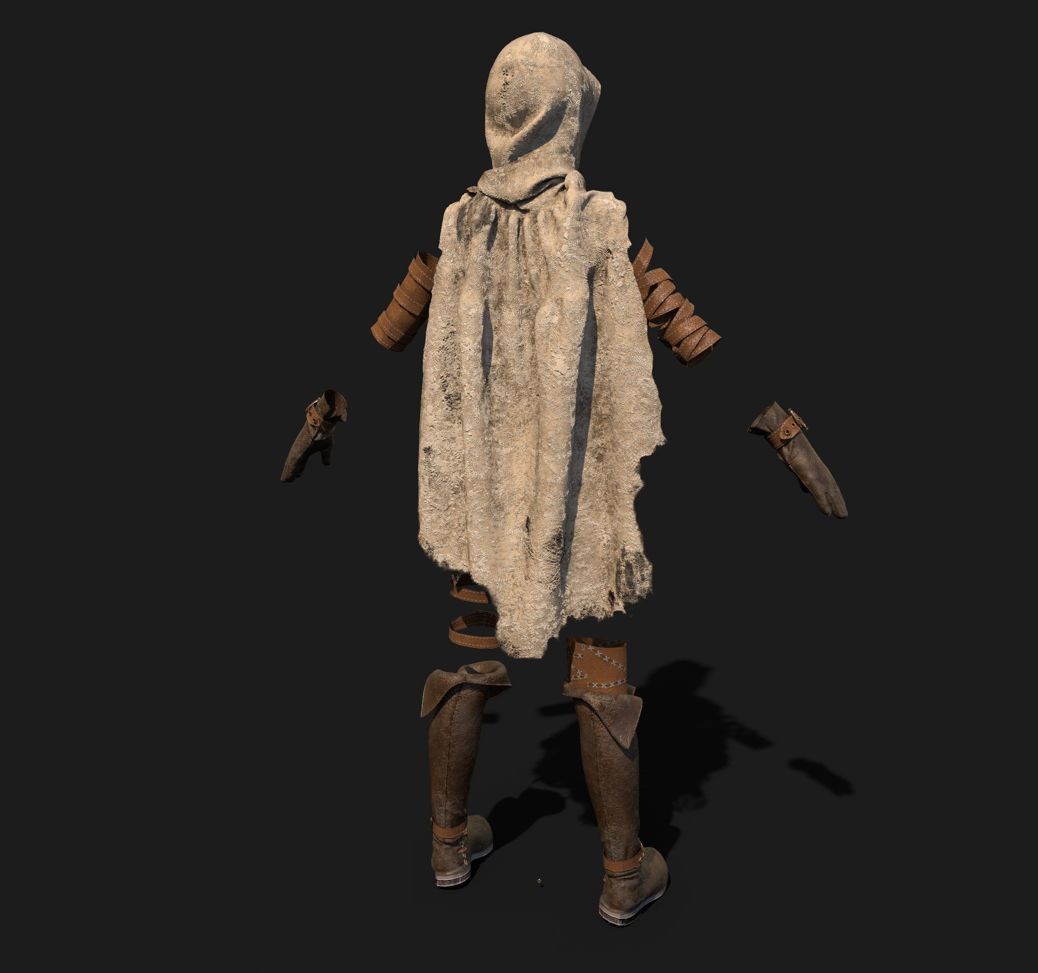 3D Female Warrior Outfit with Cape and Boots 3D model_16
