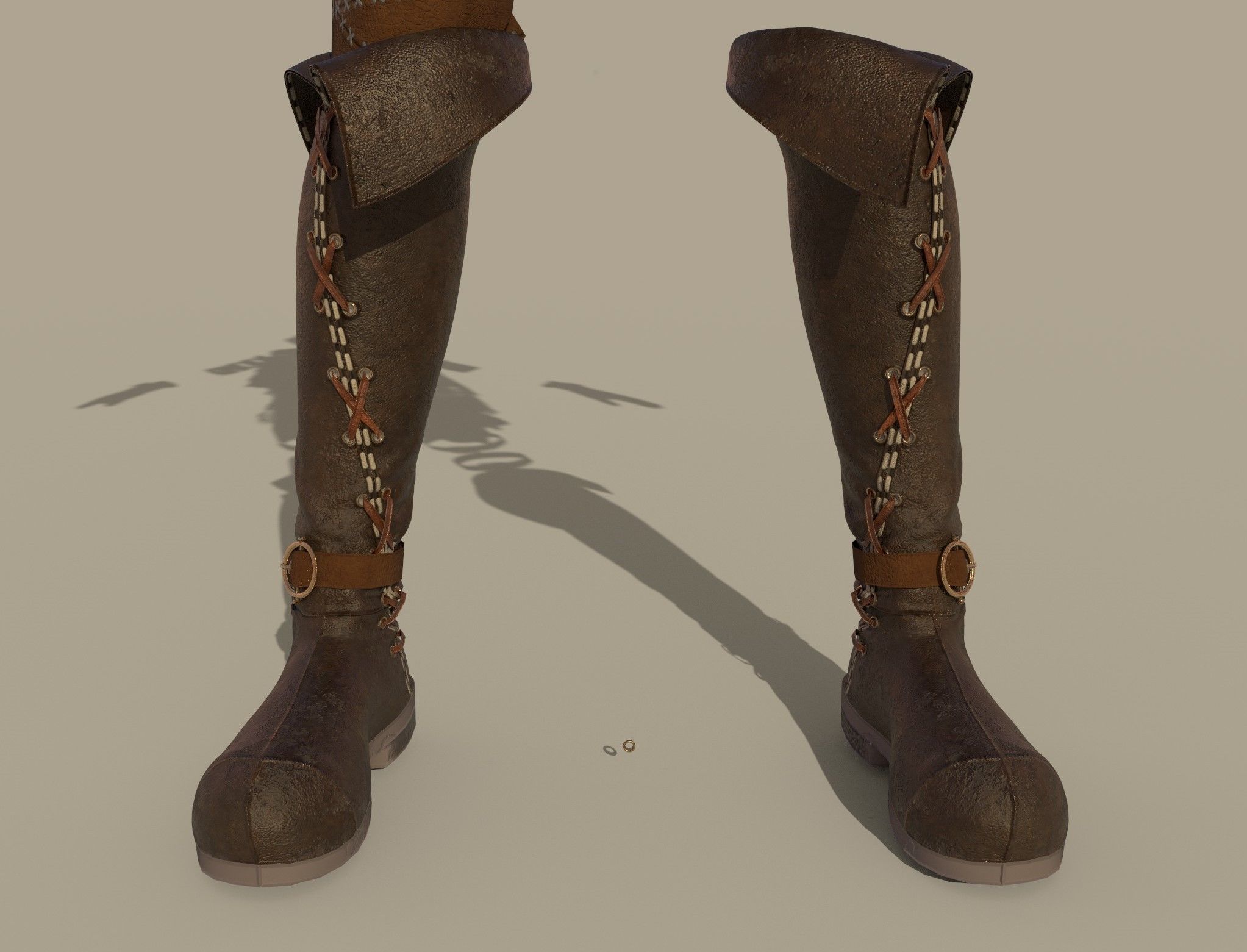 3D Female Warrior Outfit with Cape and Boots 3D model_6