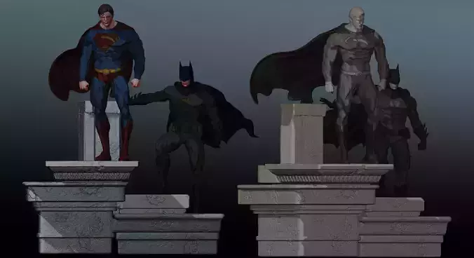 Superman Christopher Reeve e Batman Michael Keaton 3D print model
