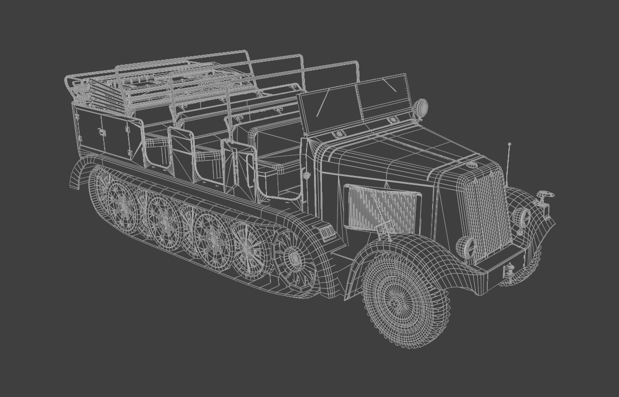 SdKfz7 Halftracked Artillery Tractor Low-poly 3D model_8