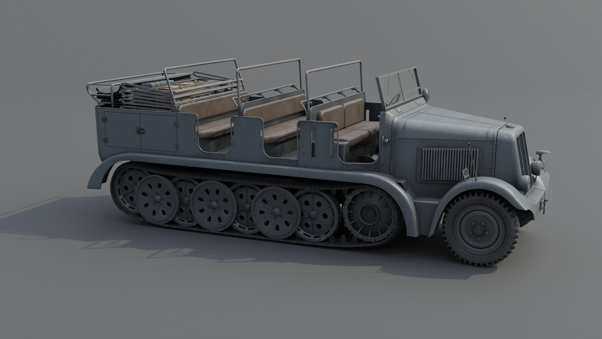 SdKfz7 Halftracked Artillery Tractor Low-poly 3D model_17