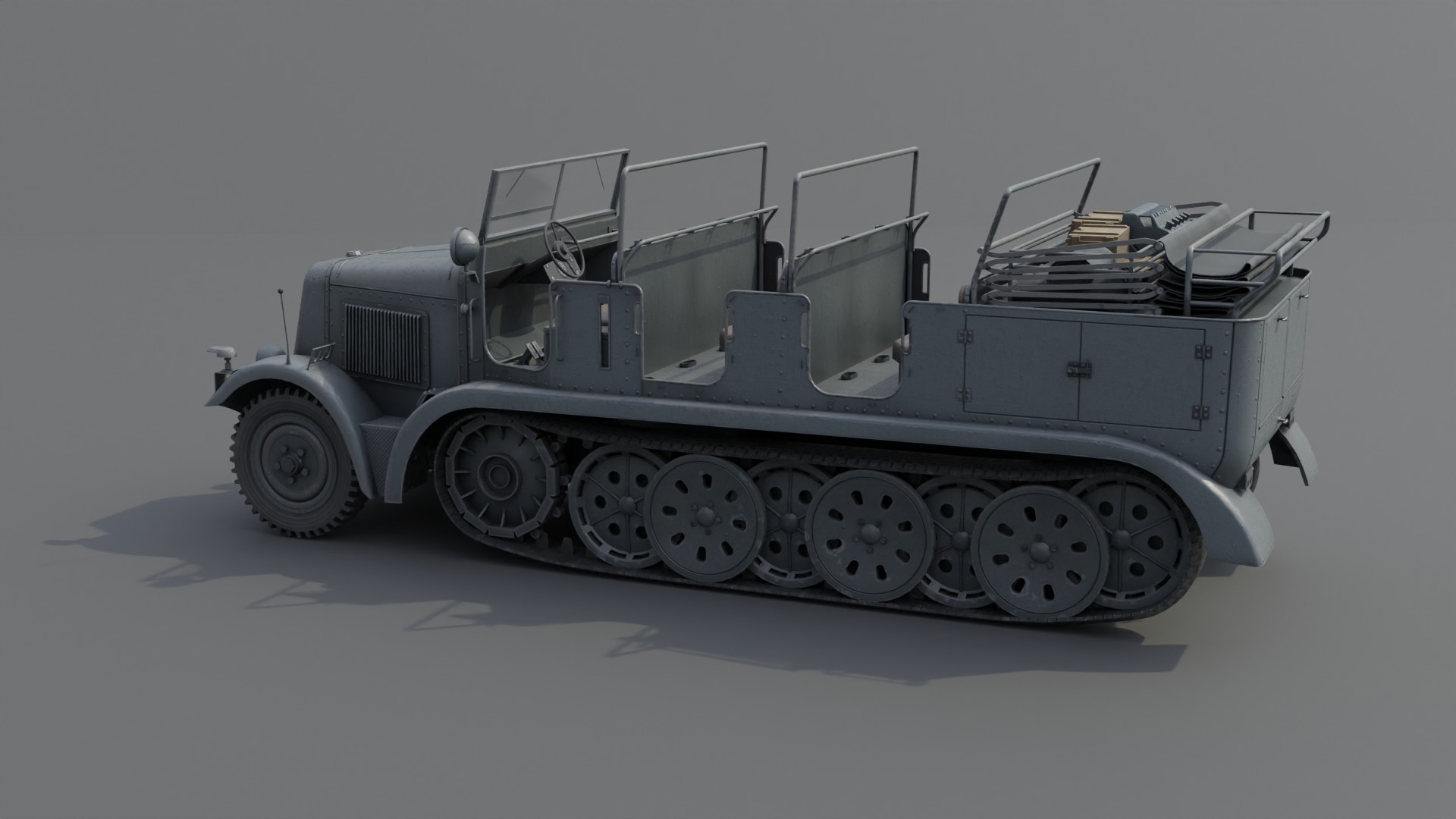 SdKfz7 Halftracked Artillery Tractor Low-poly 3D model_22