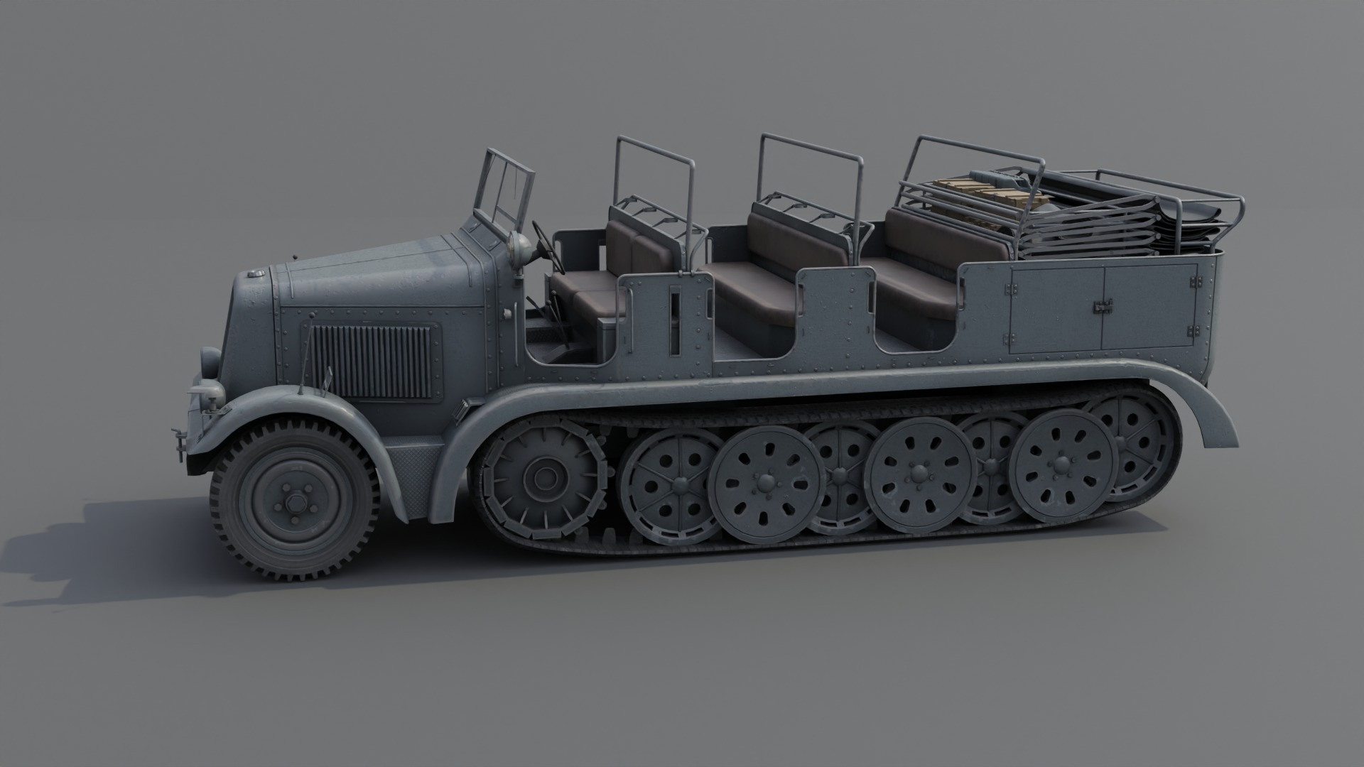 SdKfz7 Halftracked Artillery Tractor Low-poly 3D model_23