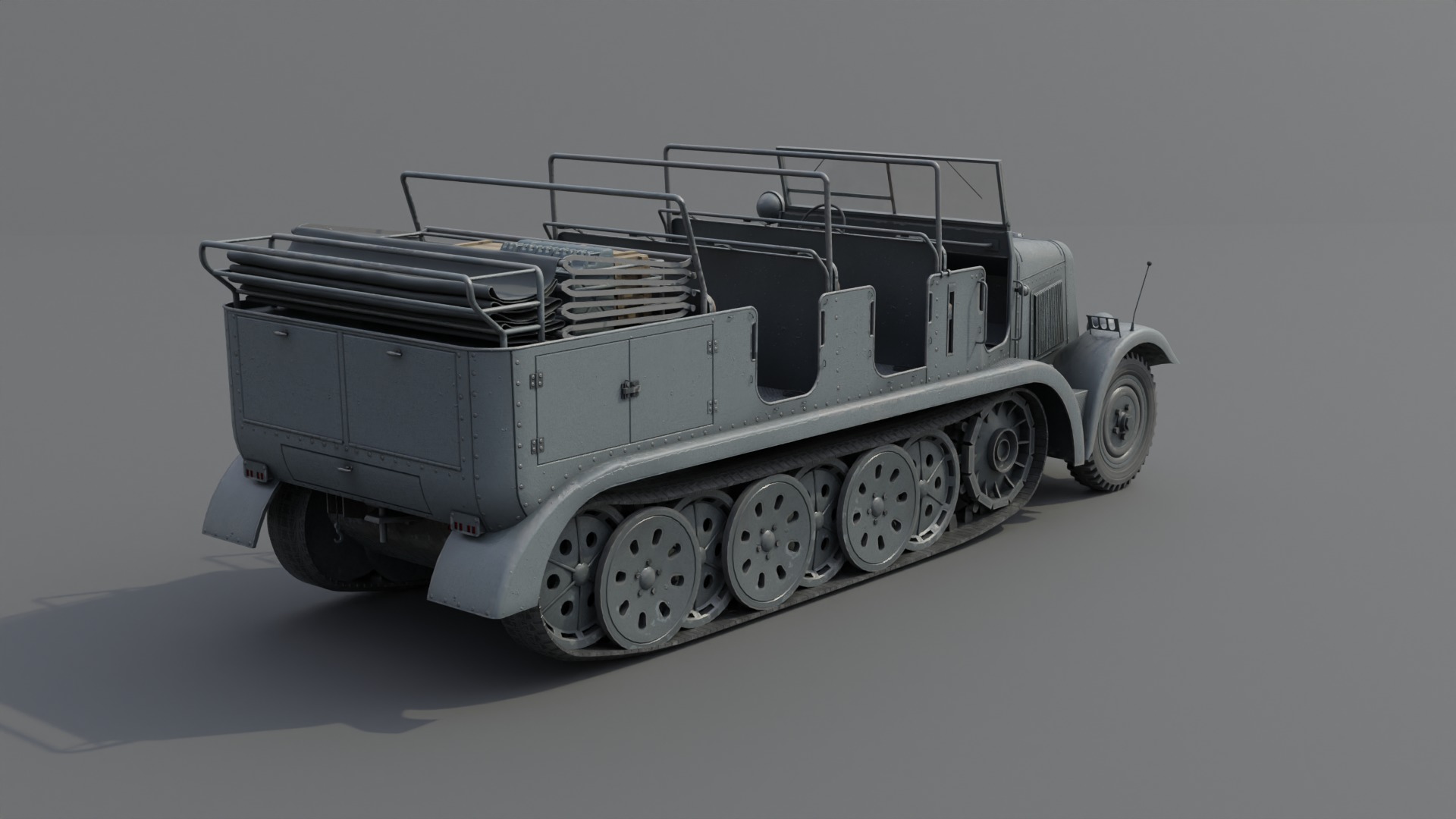 SdKfz7 Halftracked Artillery Tractor Low-poly 3D model_19