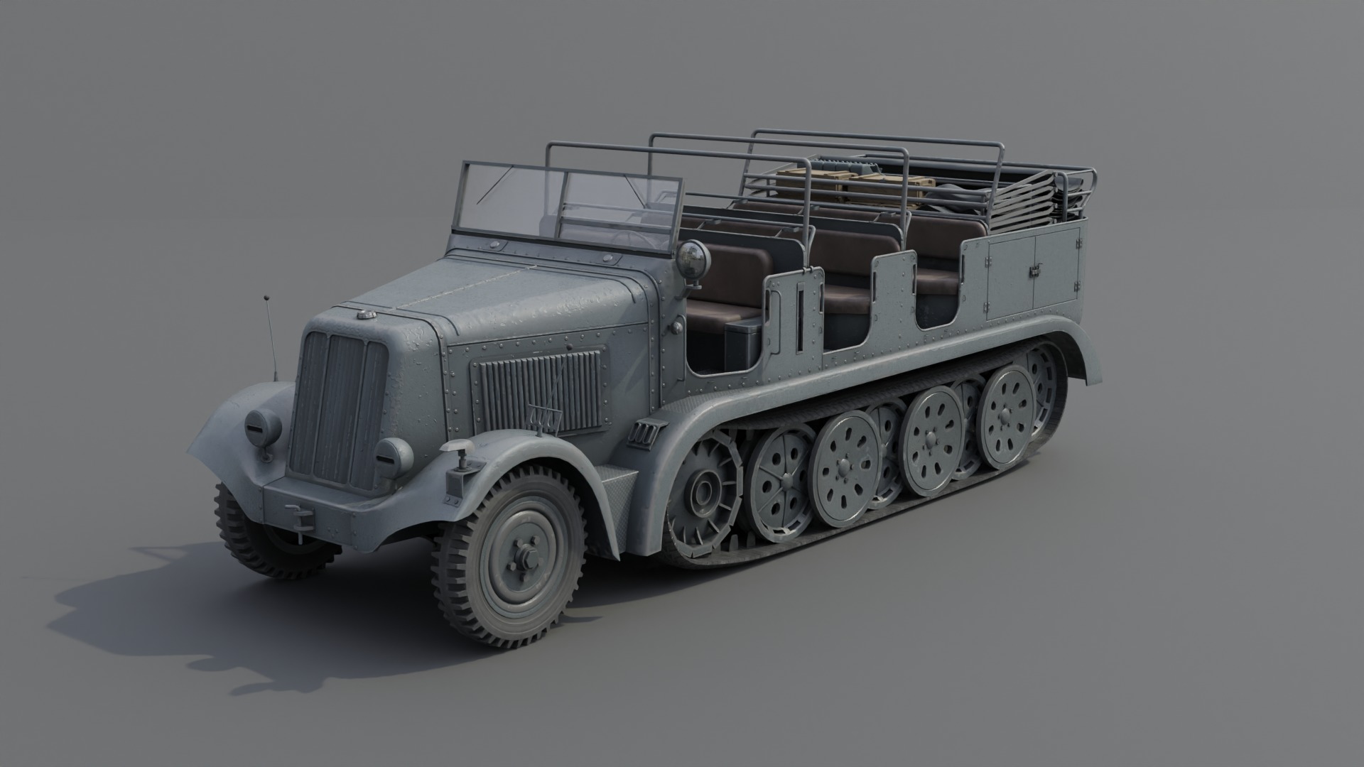 SdKfz7 Halftracked Artillery Tractor Low-poly 3D model_14
