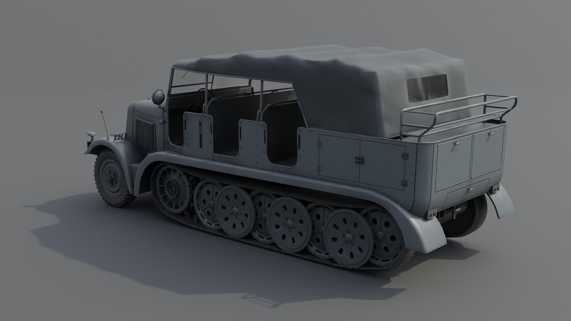 SdKfz7 Halftracked Artillery Tractor Low-poly 3D model_5