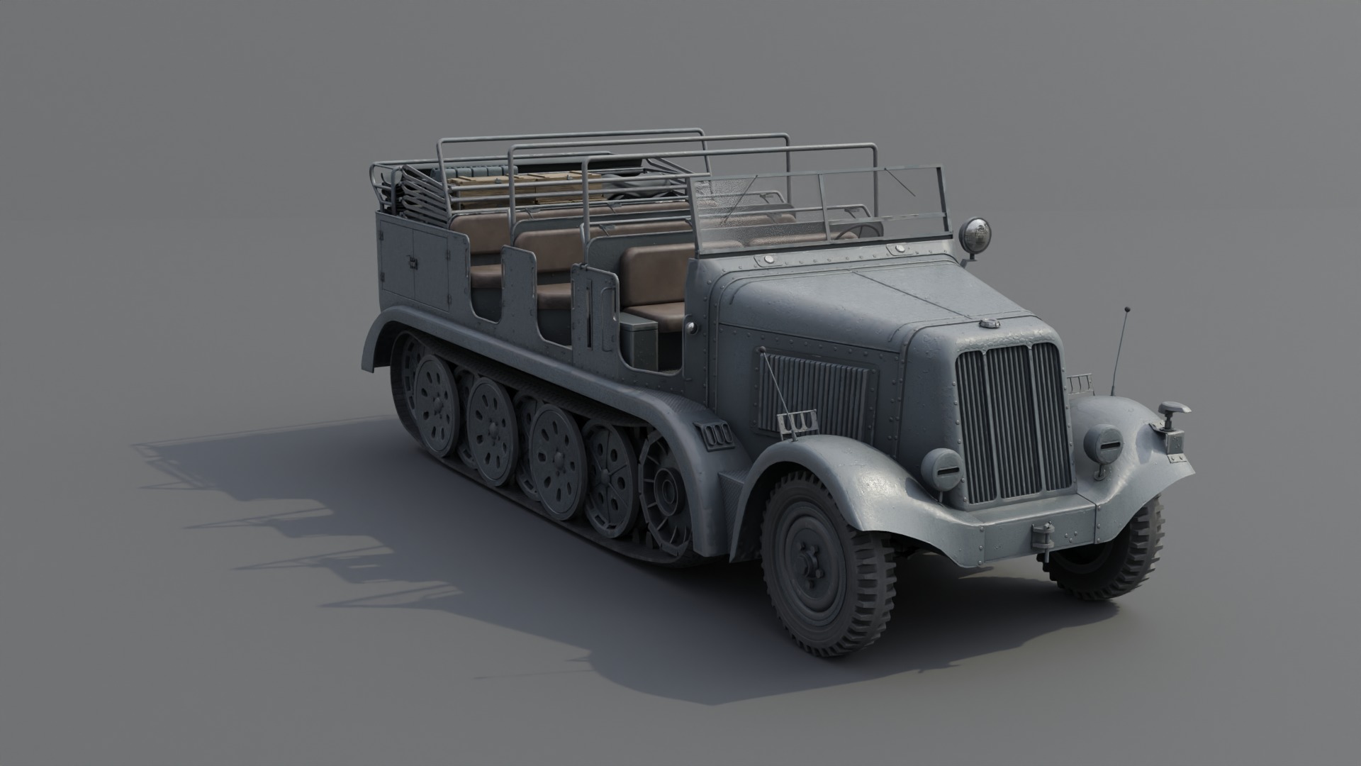 SdKfz7 Halftracked Artillery Tractor Low-poly 3D model_16