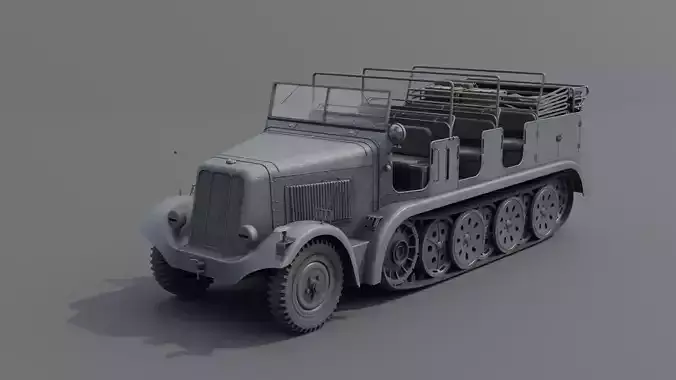 SdKfz7 Halftracked Artillery Tractor Low-poly 3D model