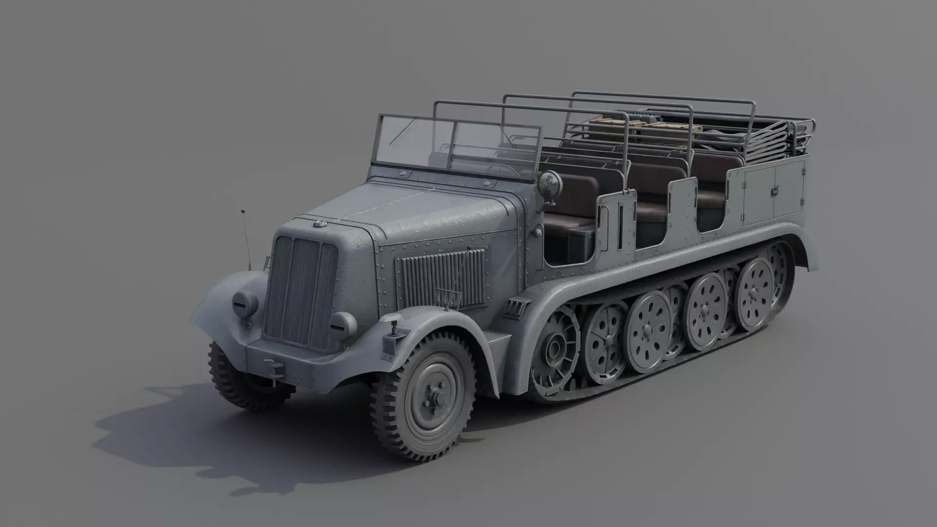 SdKfz7 Halftracked Artillery Tractor Low-poly 3D model_0