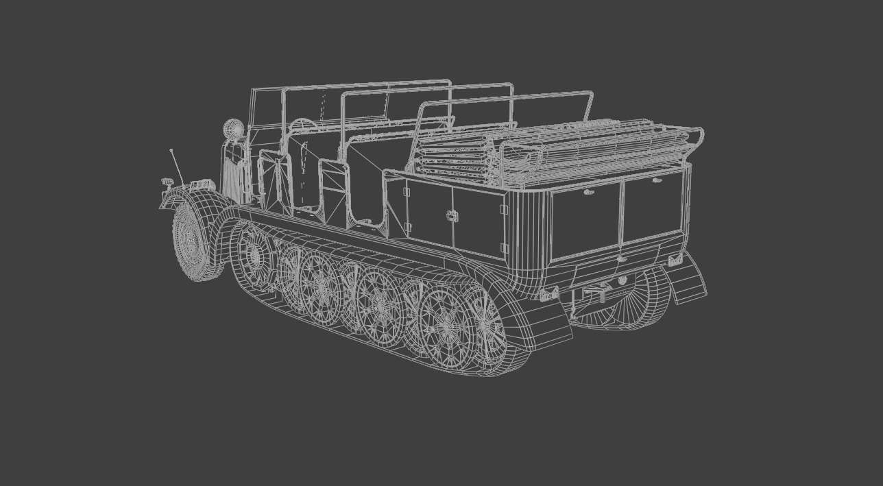 SdKfz7 Halftracked Artillery Tractor Low-poly 3D model_12