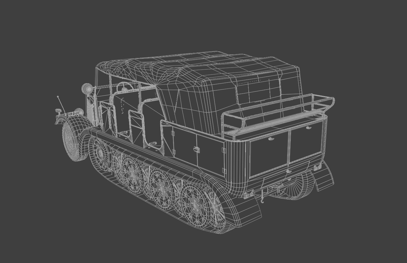SdKfz7 Halftracked Artillery Tractor Low-poly 3D model_13