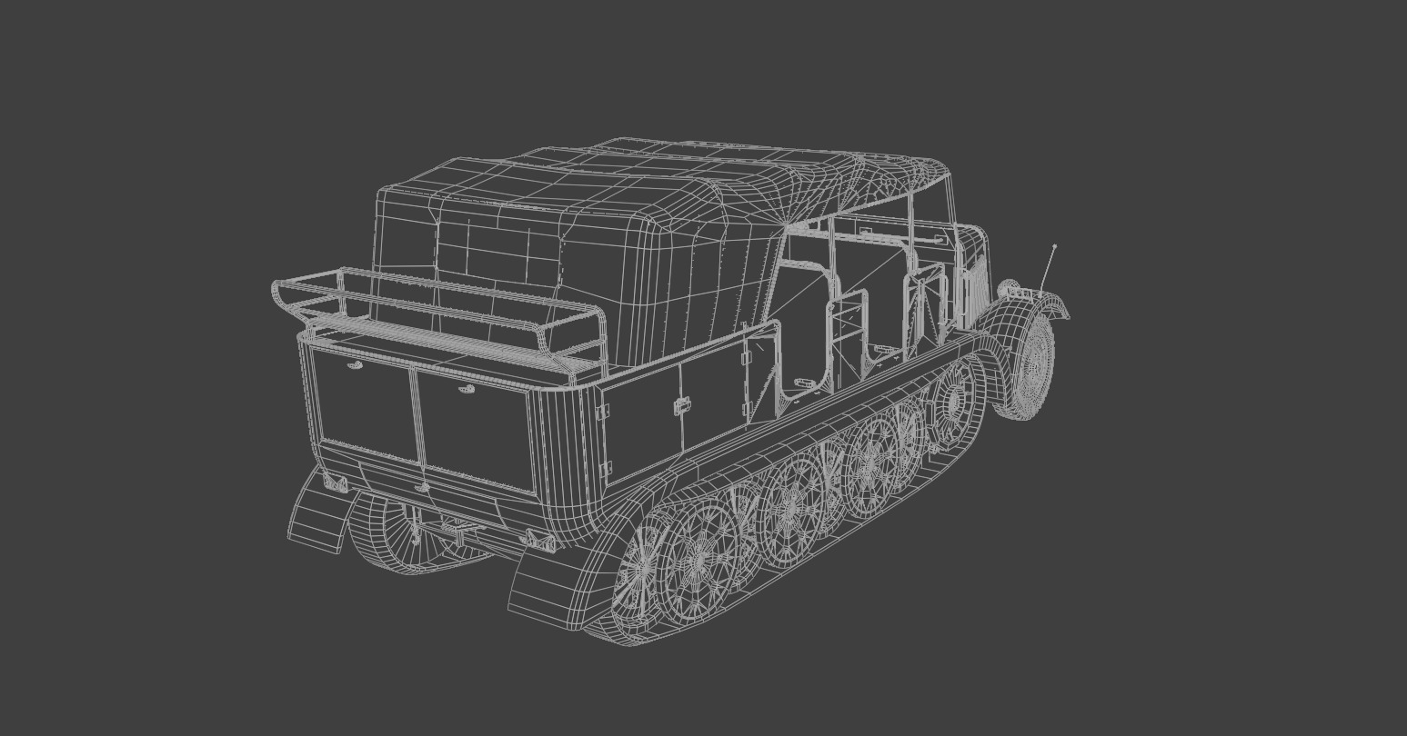 SdKfz7 Halftracked Artillery Tractor Low-poly 3D model_11