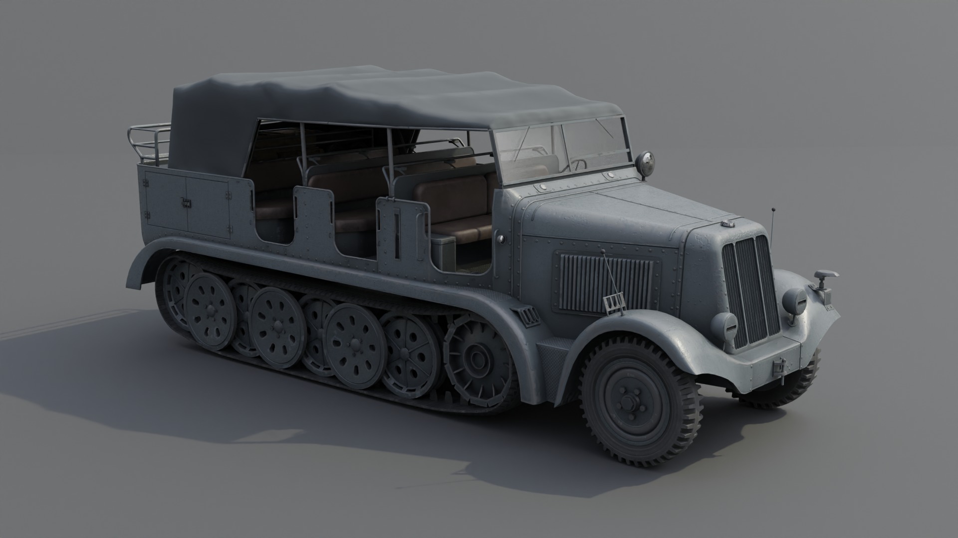 SdKfz7 Halftracked Artillery Tractor Low-poly 3D model_3