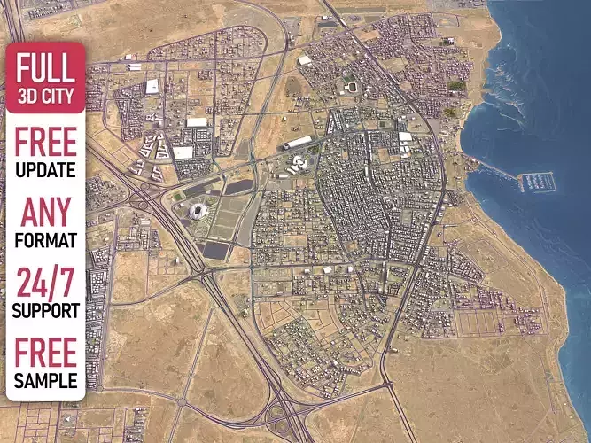 Al Wakrah - 3D City Model Low-poly 3D model