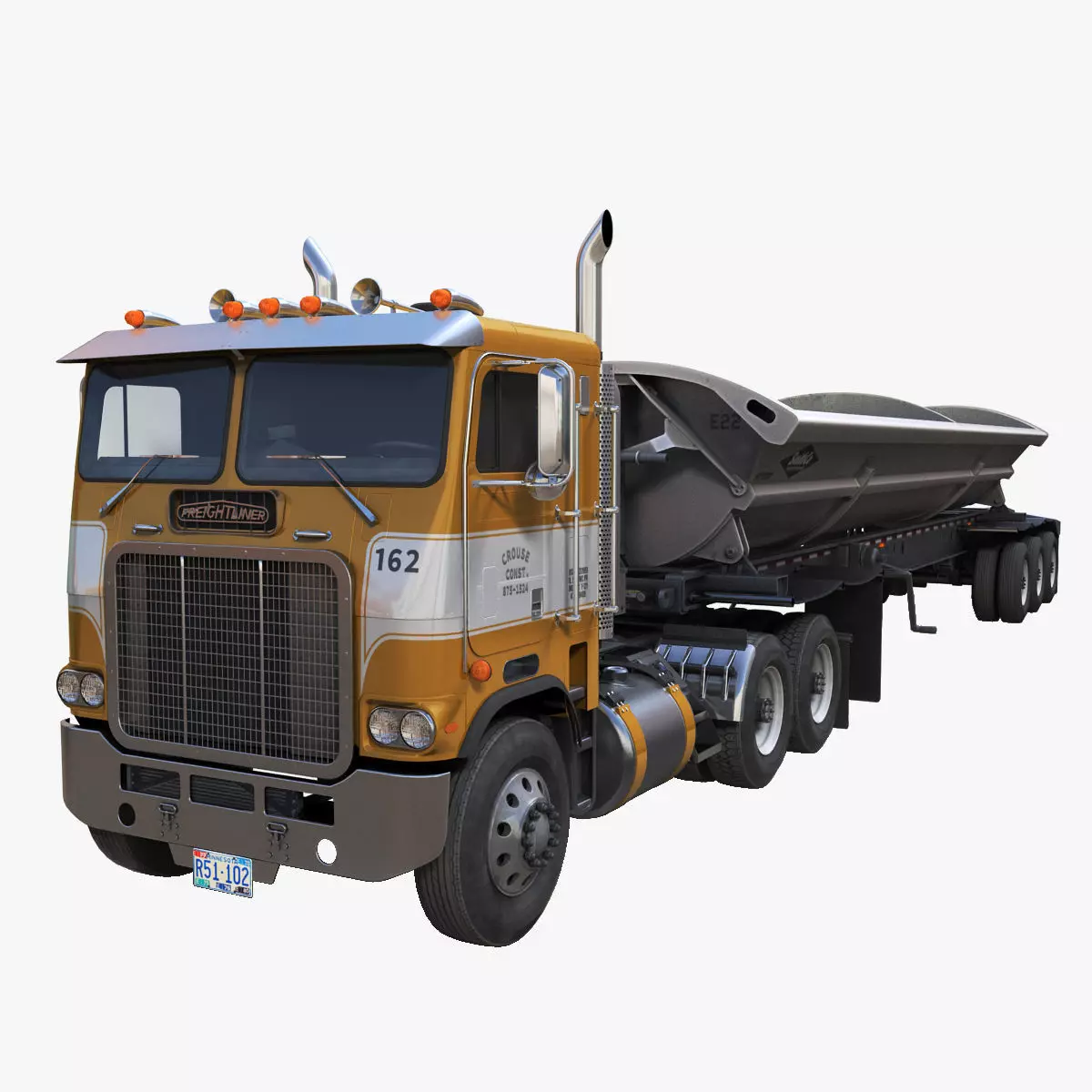 Freightliner Powerliner side tipper road train Low-poly 3D model