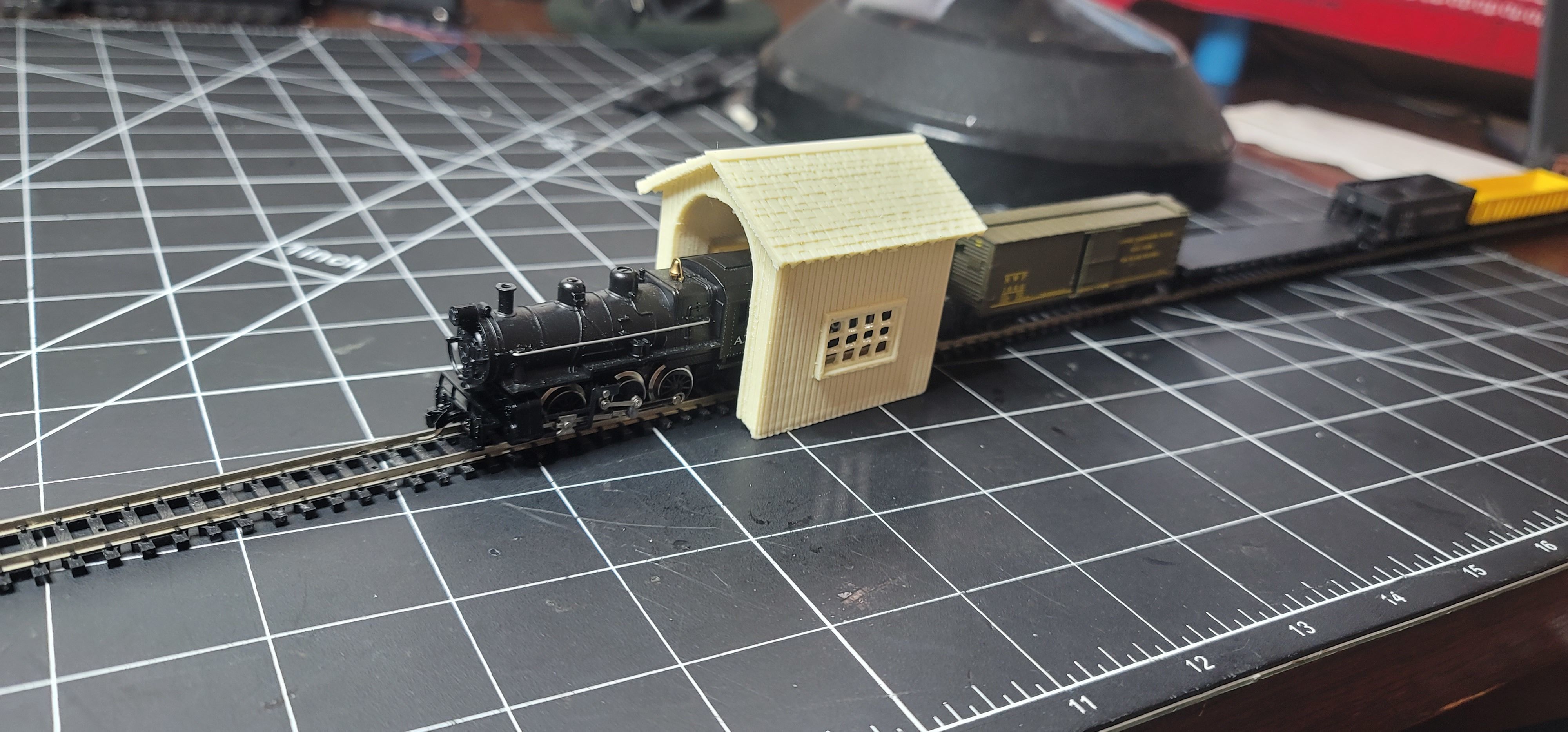N-Scale Shunting Shack for Uncoupling N-Scale Trains 3D print model_7