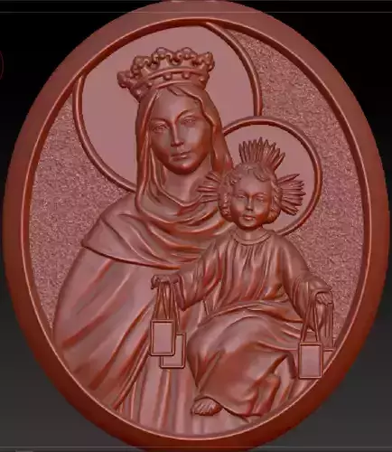 Exquisite 3D Virgin Mary Pendant with Baby Jesus for 3D Printing