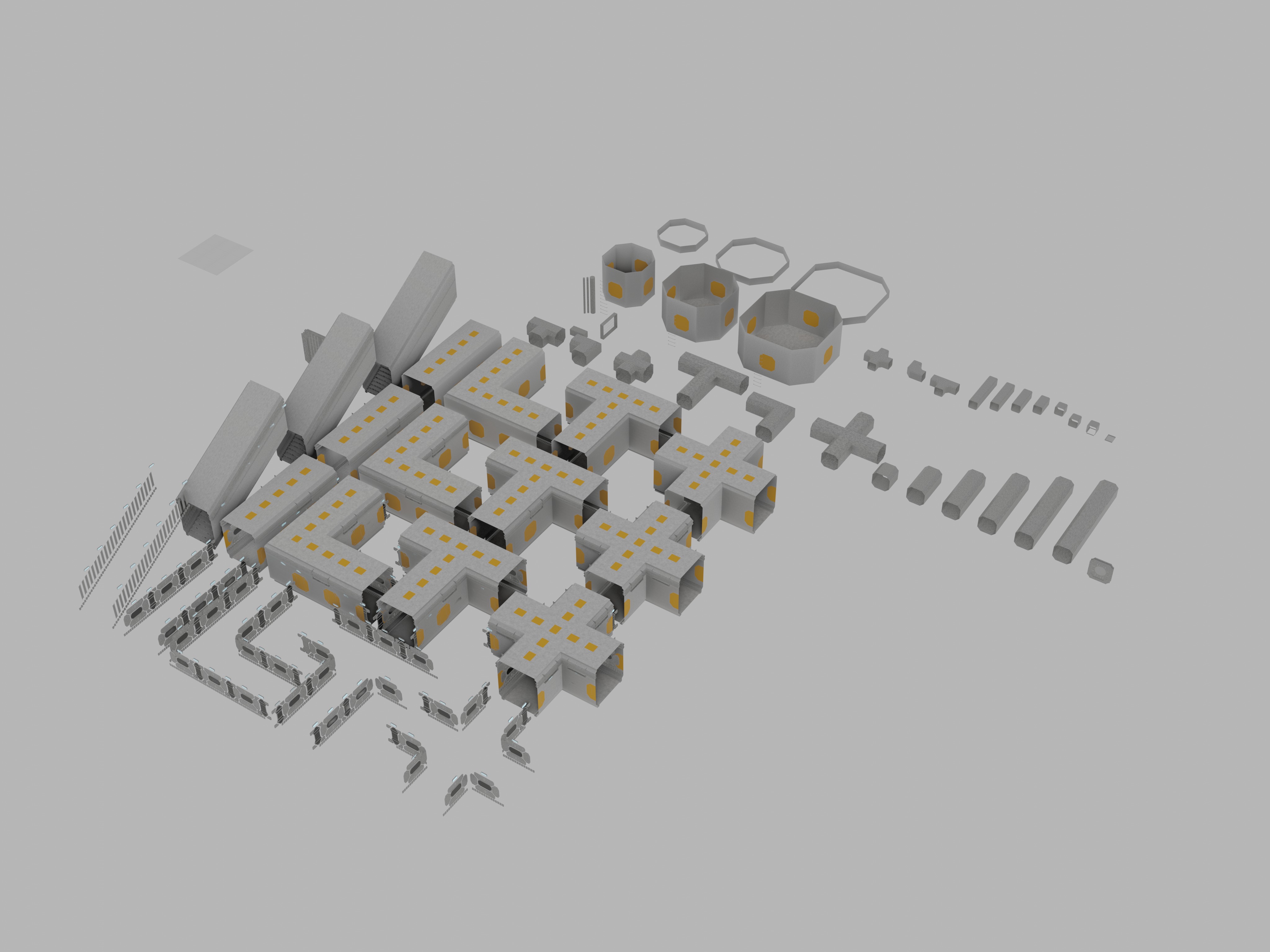 Make your own space station - Extended Detailed set Low-poly 3D model_3