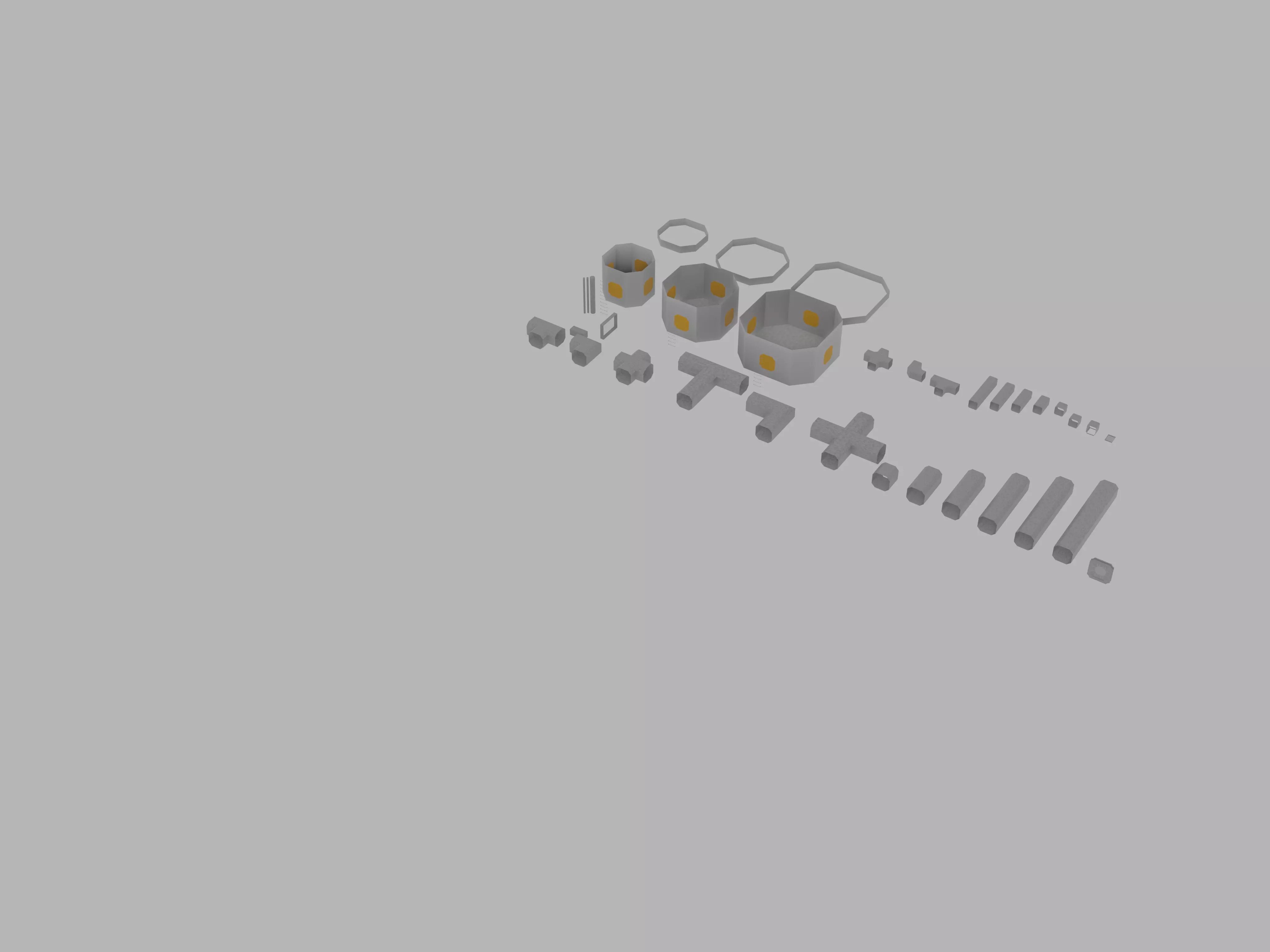 Make your own space station - Extended set Low-poly 3D model_0