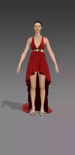 Dress asymetric skirt detail modern red look