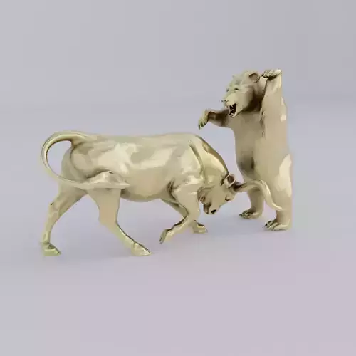 Stock market Bull Bear fight statue 3D model