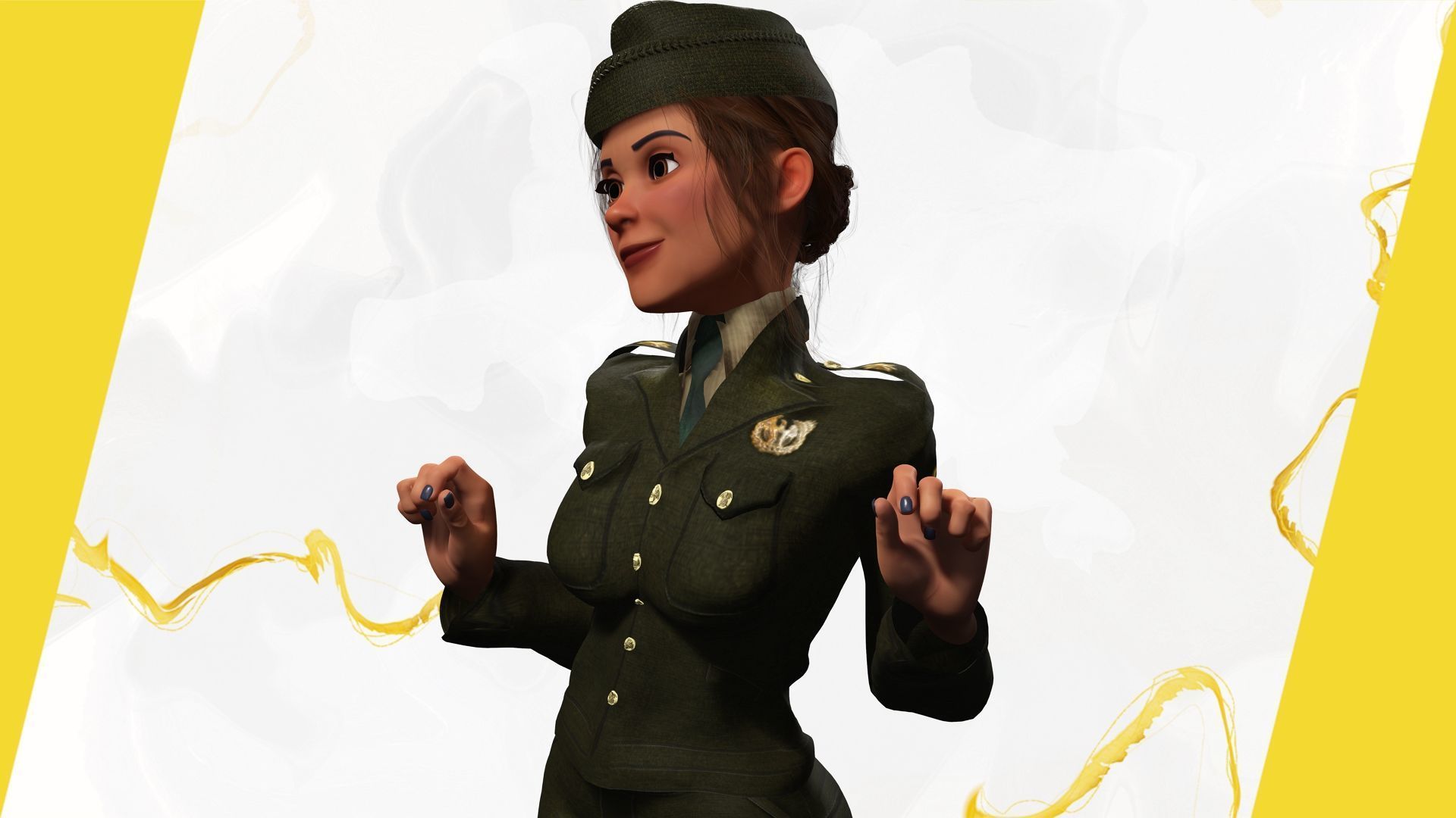 woman in us army uniform Low-poly 3D model_13