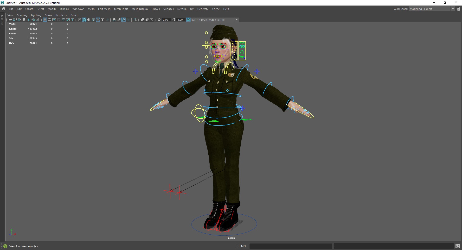woman in us army uniform Low-poly 3D model_23