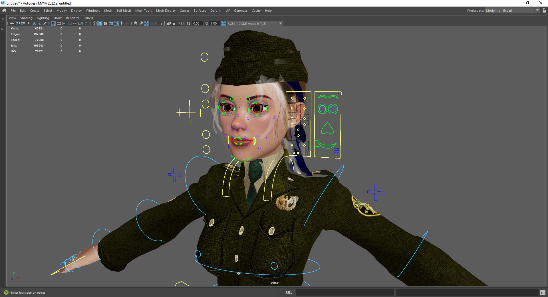 woman in us army uniform Low-poly 3D model_24