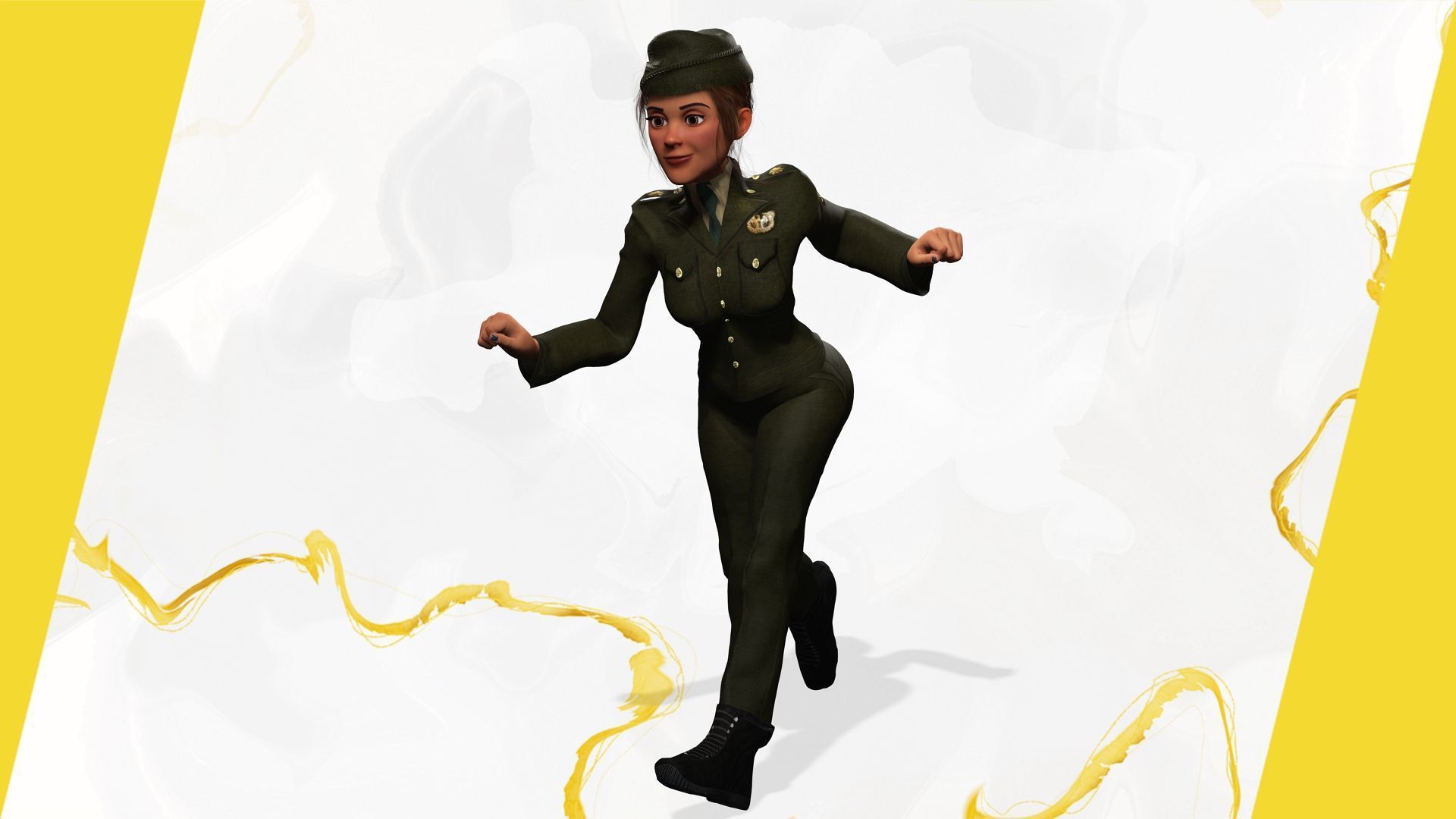 woman in us army uniform Low-poly 3D model_12
