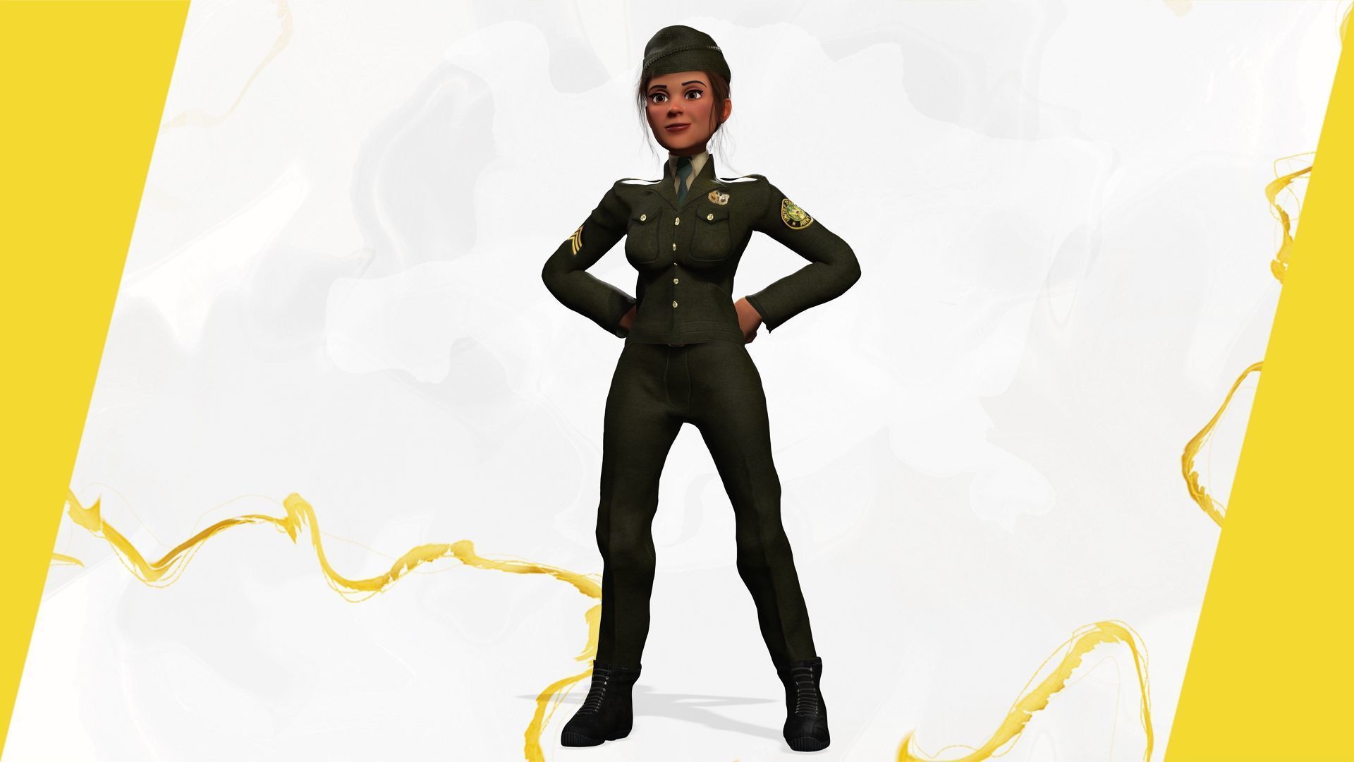 woman in us army uniform Low-poly 3D model_11