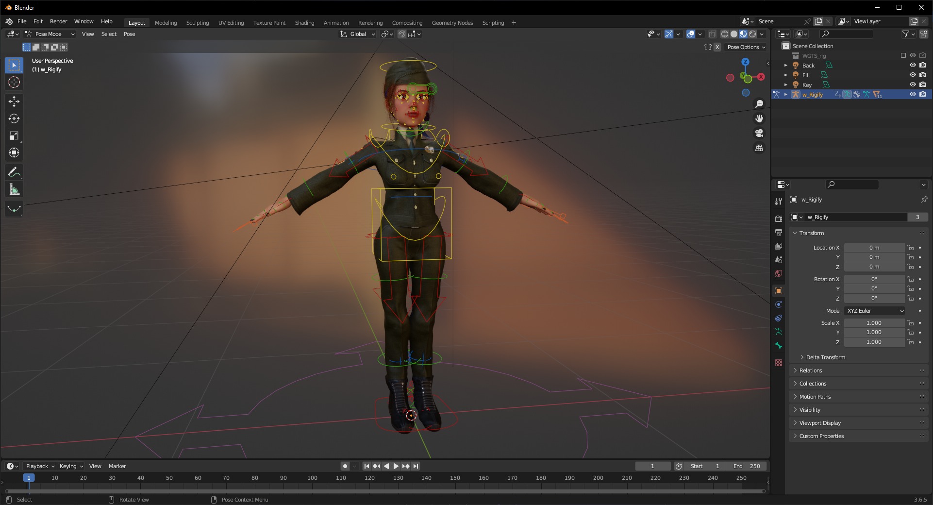 woman in us army uniform Low-poly 3D model_19