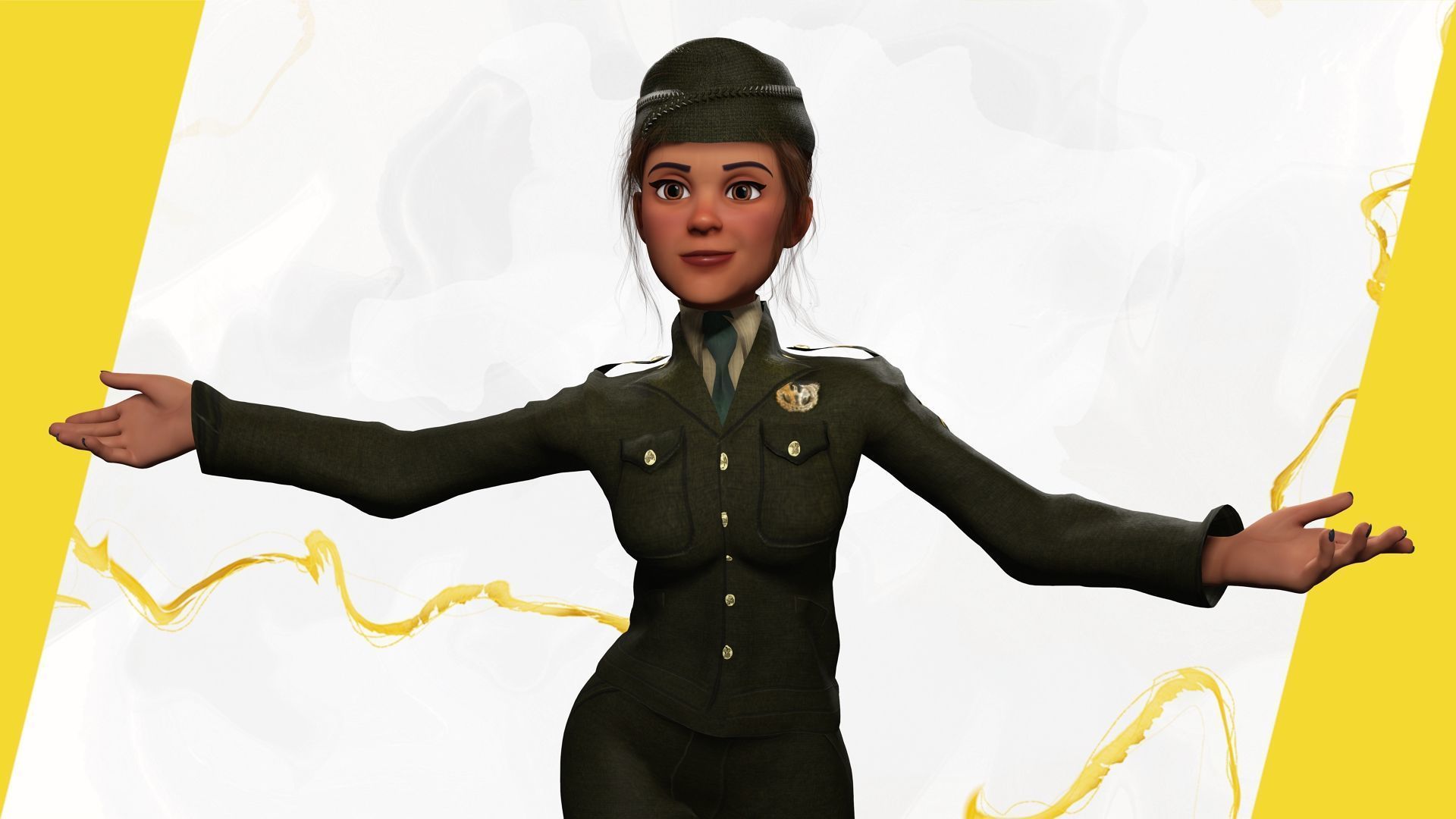 woman in us army uniform Low-poly 3D model_7