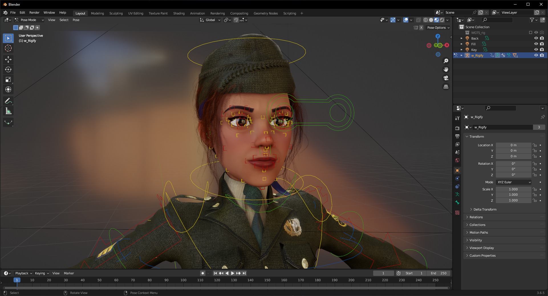 woman in us army uniform Low-poly 3D model_20