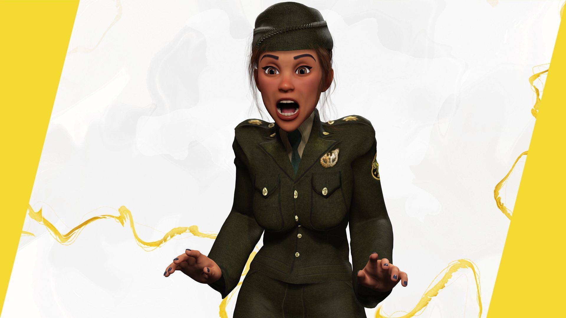 woman in us army uniform Low-poly 3D model_8