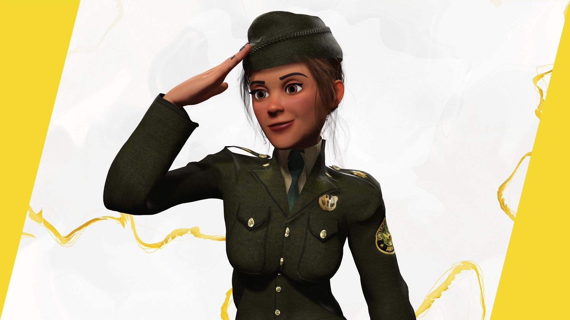 woman in us army uniform Low-poly 3D model_15