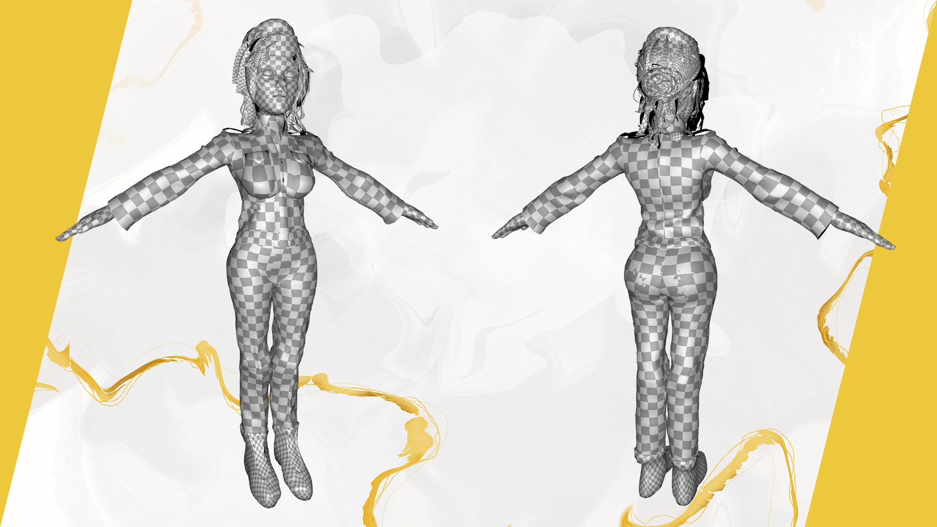 woman in us army uniform Low-poly 3D model_29