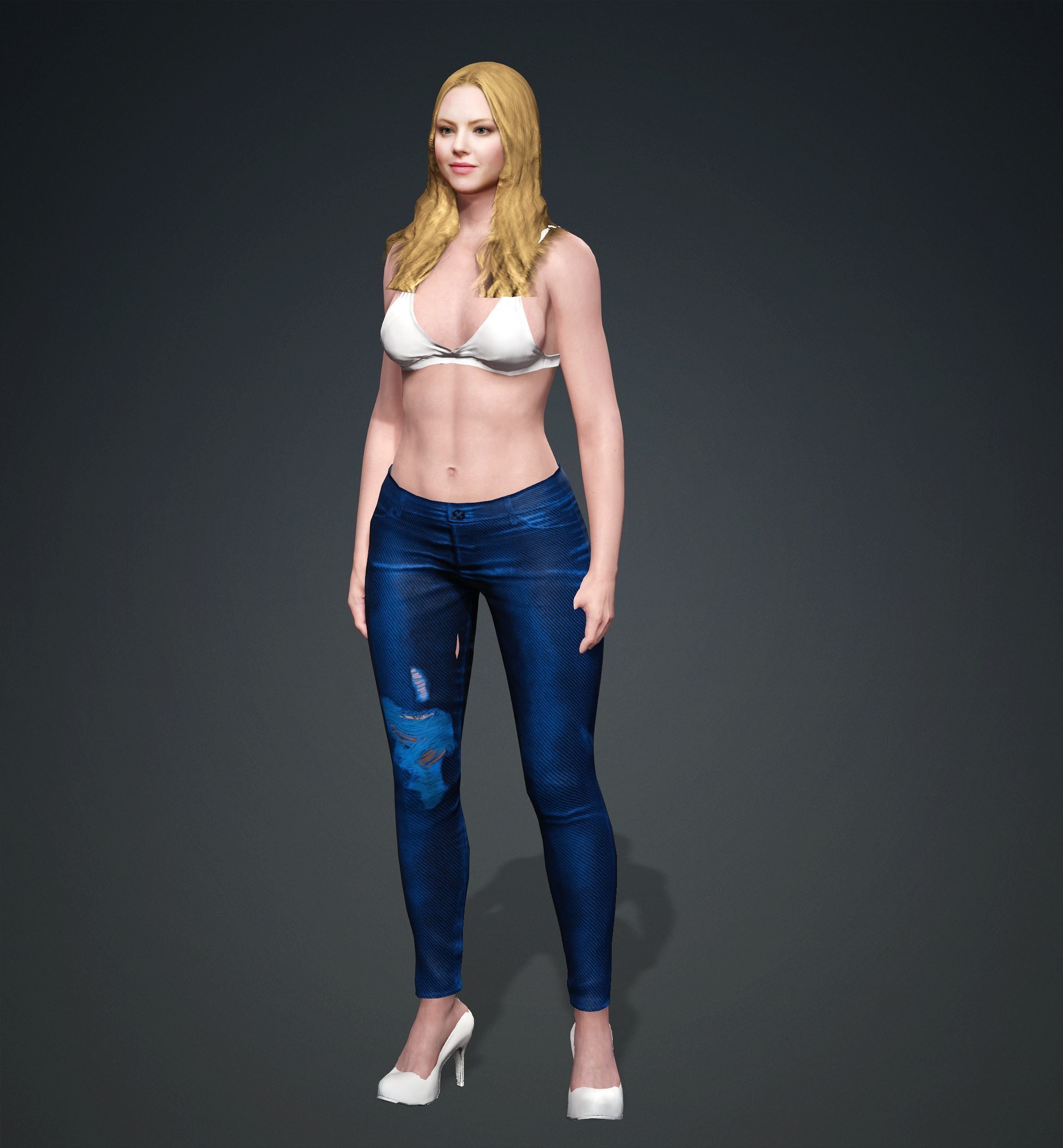 Amanda Seyfried Low-poly 3D model_1
