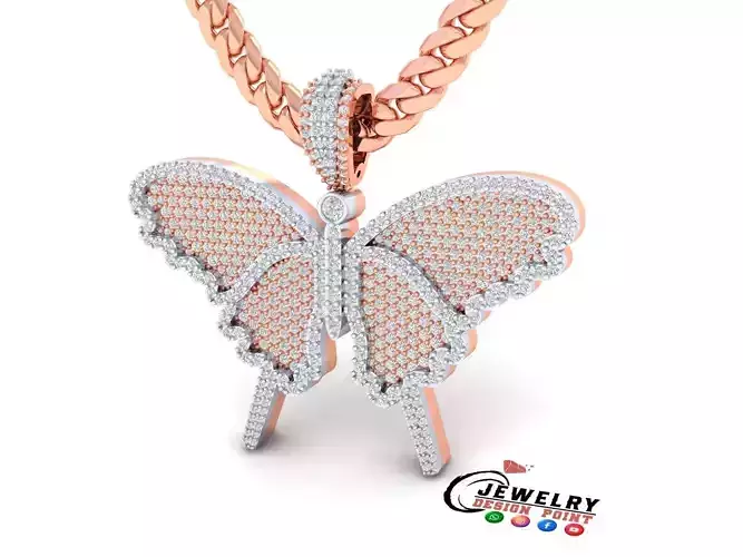 Custom Gorgeous Butterfly Men Women Iced Out Butterfly Pendant