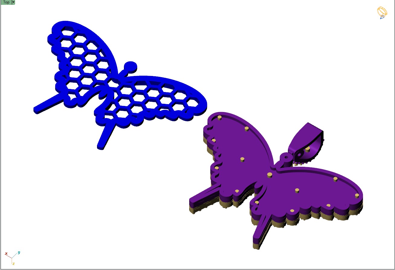 Custom Gorgeous Butterfly Men Women Iced Out Butterfly Pendant 3D print model_13