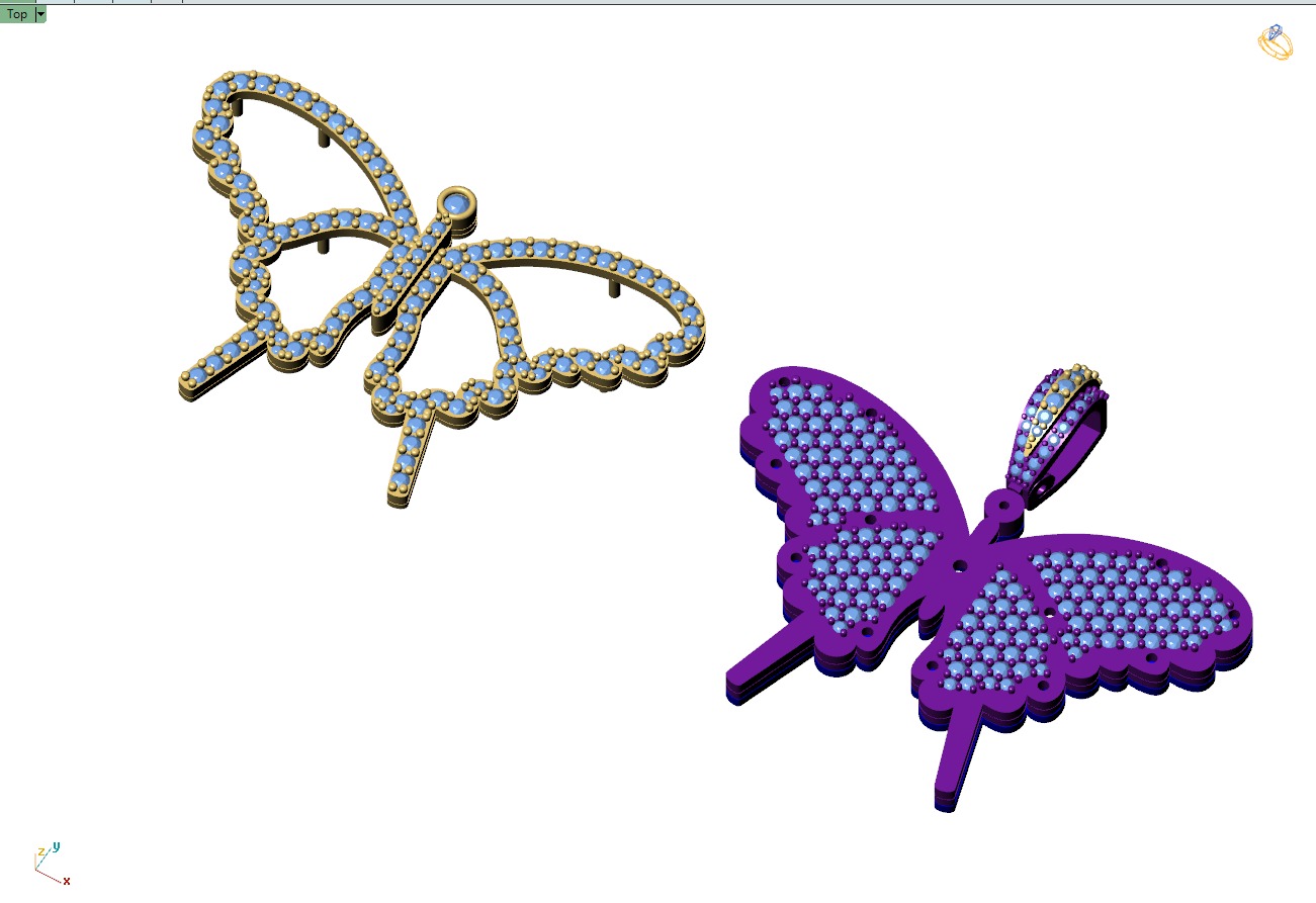 Custom Gorgeous Butterfly Men Women Iced Out Butterfly Pendant 3D print model_12