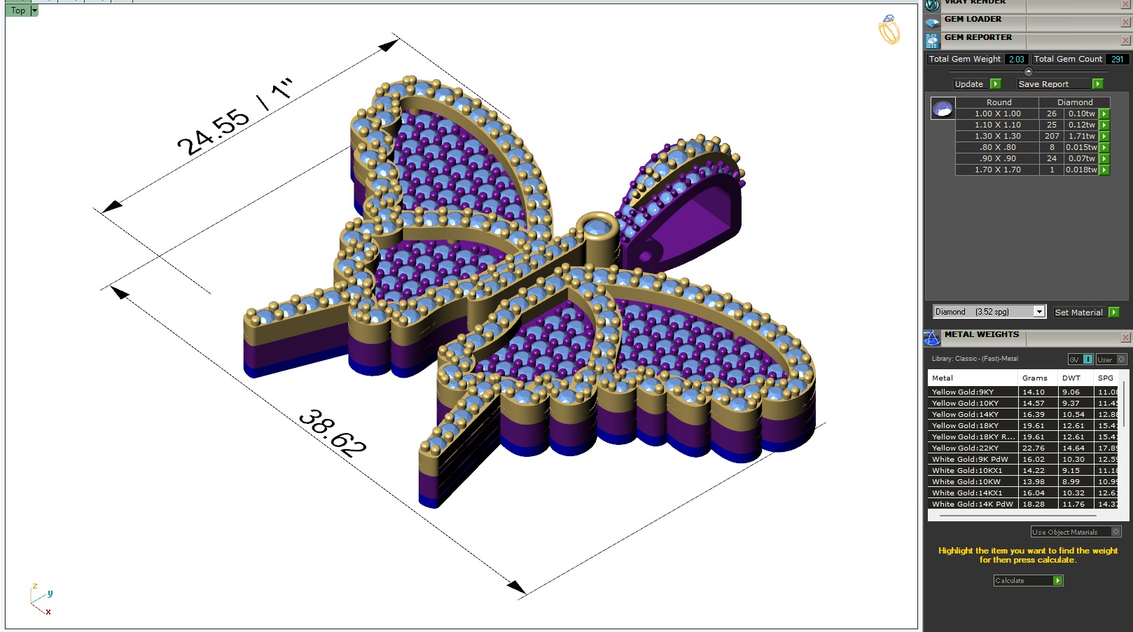 Custom Gorgeous Butterfly Men Women Iced Out Butterfly Pendant 3D print model_6