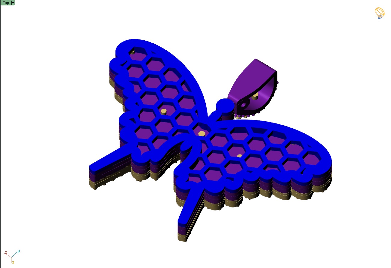 Custom Gorgeous Butterfly Men Women Iced Out Butterfly Pendant 3D print model_9