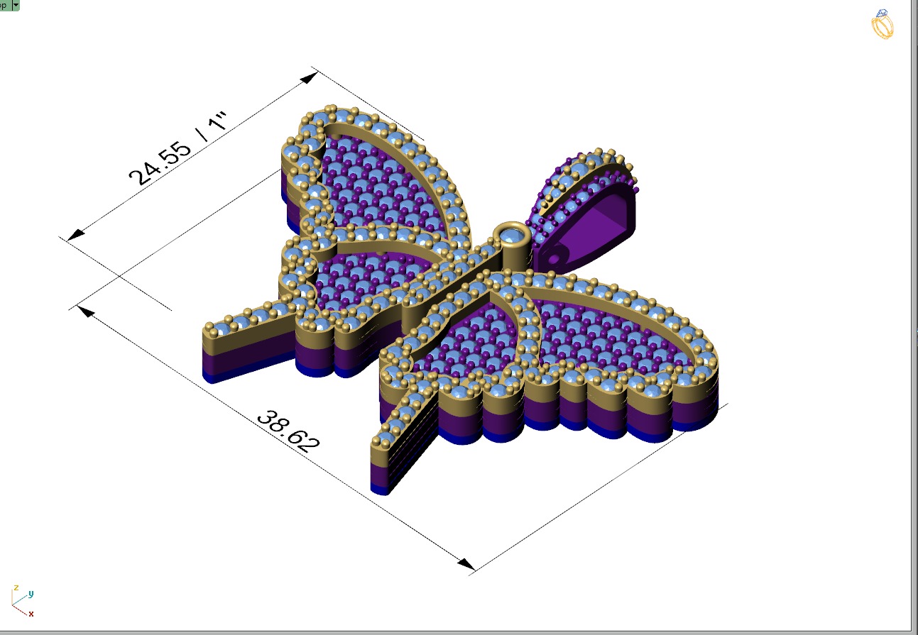 Custom Gorgeous Butterfly Men Women Iced Out Butterfly Pendant 3D print model_4