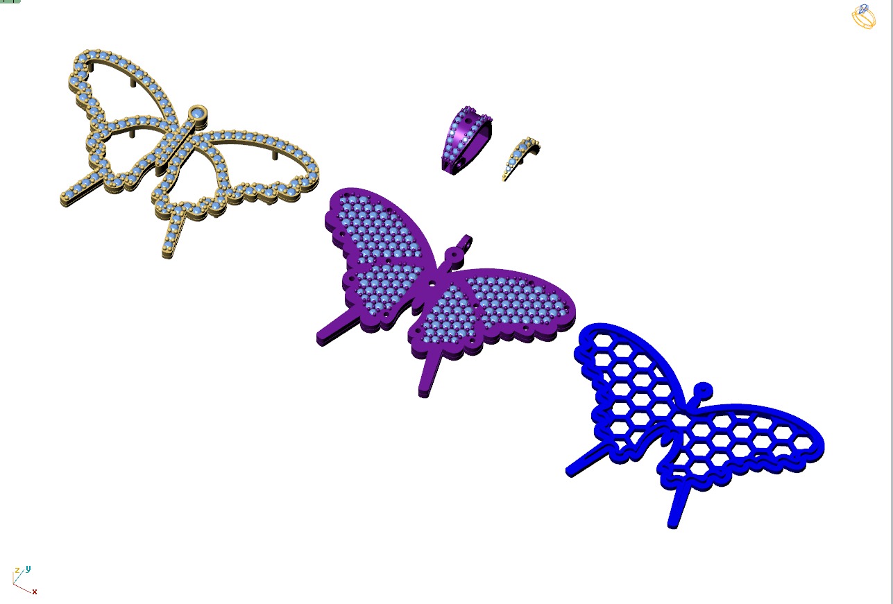 Custom Gorgeous Butterfly Men Women Iced Out Butterfly Pendant 3D print model_14