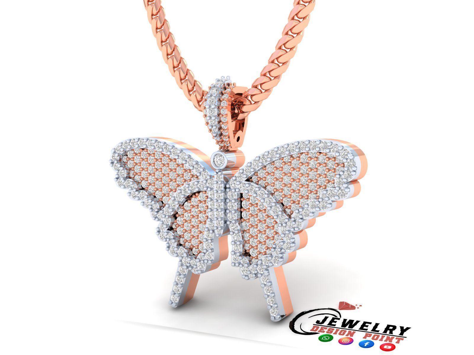 Custom Gorgeous Butterfly Men Women Iced Out Butterfly Pendant 3D print model_3