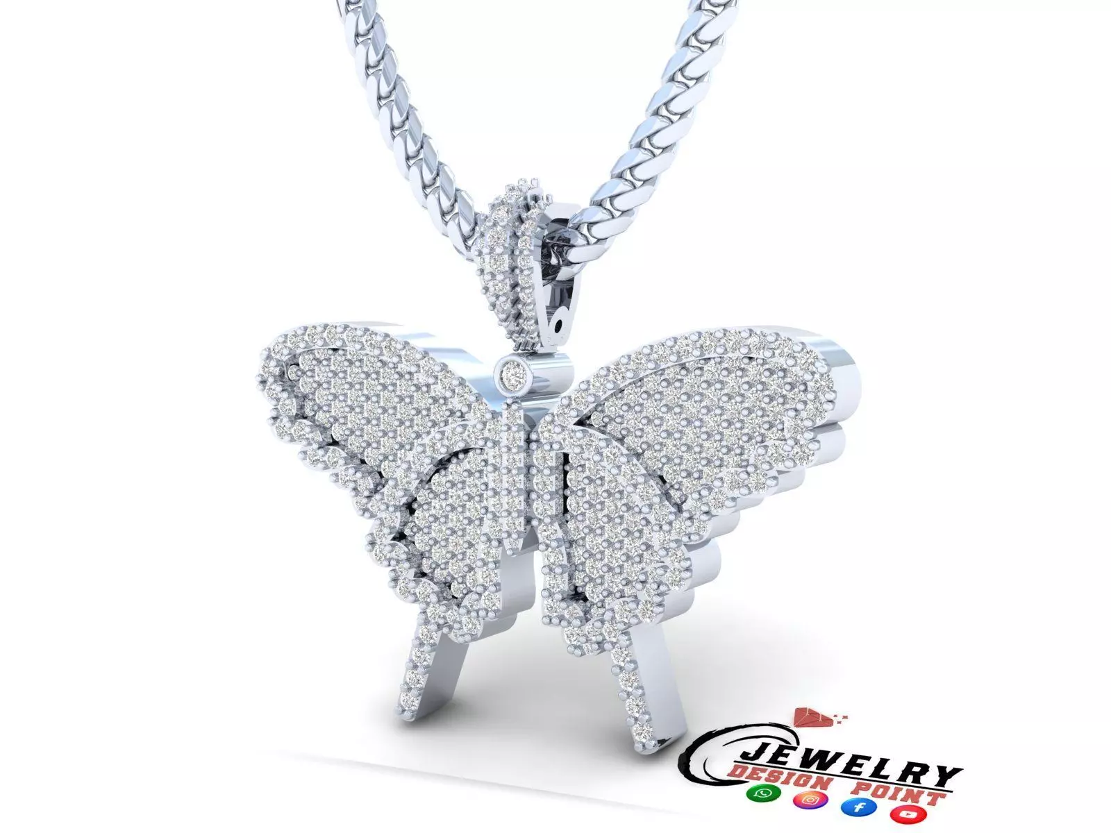 Custom Gorgeous Butterfly Men Women Iced Out Butterfly Pendant 3D print model_0