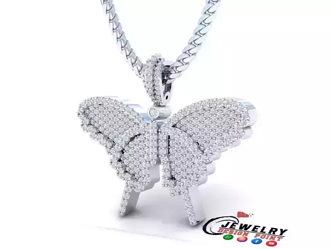 Custom Gorgeous Butterfly Men Women Iced Out Butterfly Pendant 3D print model