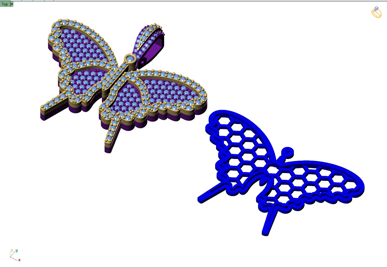 Custom Gorgeous Butterfly Men Women Iced Out Butterfly Pendant 3D print model_10