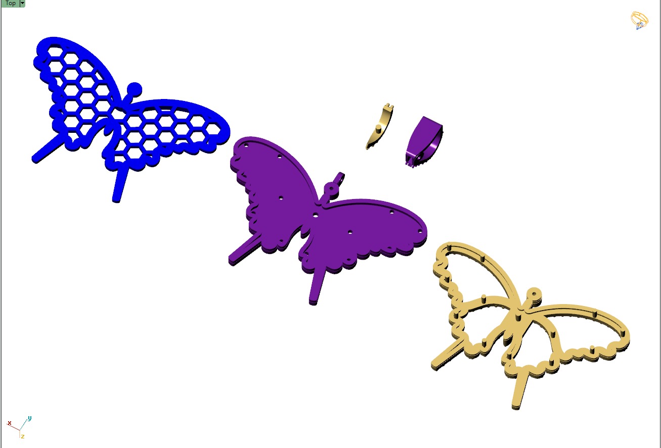 Custom Gorgeous Butterfly Men Women Iced Out Butterfly Pendant 3D print model_15