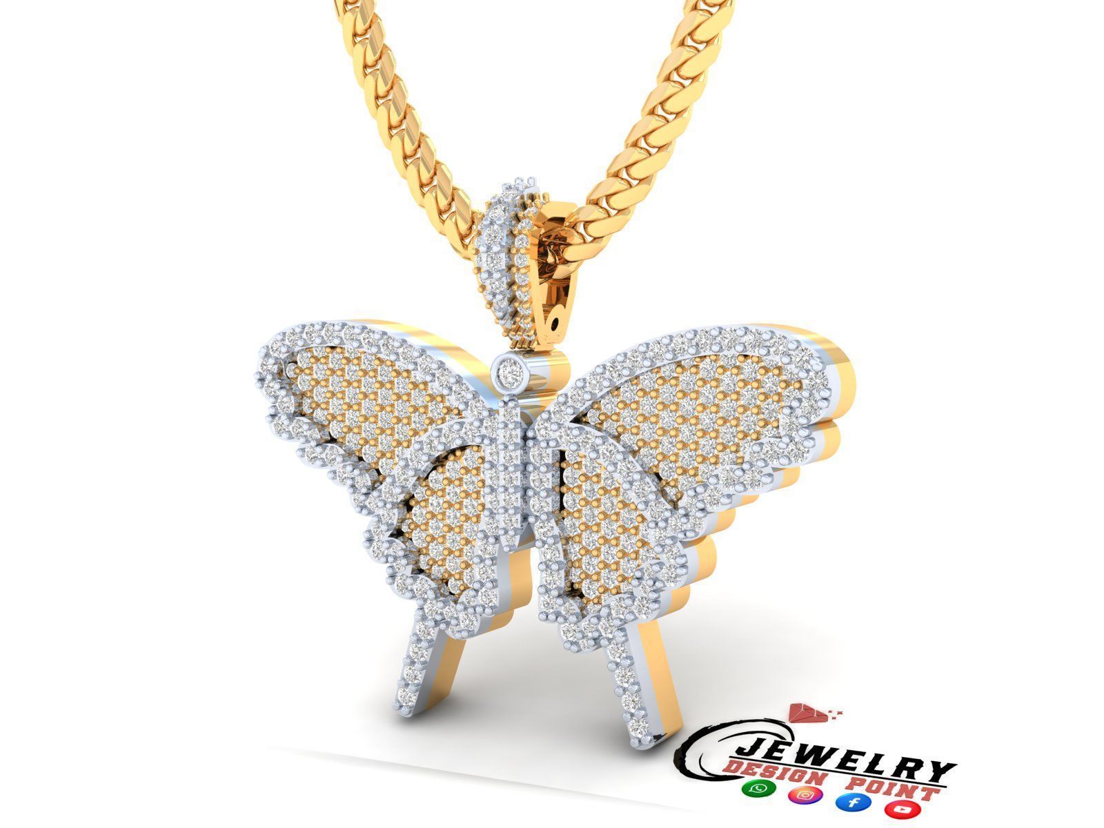 Custom Gorgeous Butterfly Men Women Iced Out Butterfly Pendant 3D print model_2
